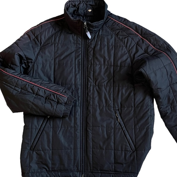 Vintage Jackets & Blazers - Vintage Women’s Ski Jacket Snow Jacket Puffer 70s 80s Racer Stripe Black Red M L